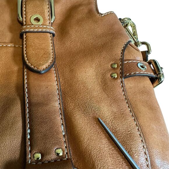 MICHAEL KORS Tan Buttery Soft Leather Satchel Handbag Crossbody Strap - Picture 15 of 15